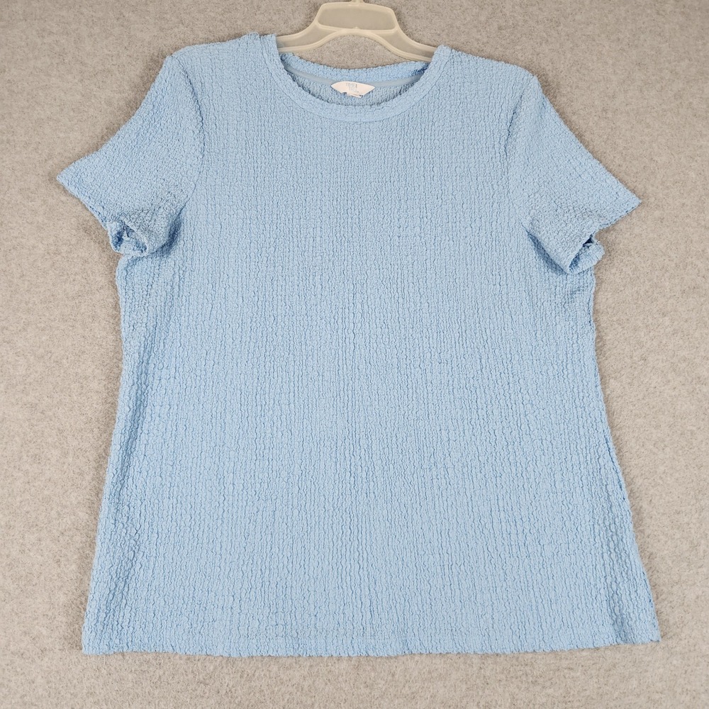 Time and Tru Top Womens‎ XXXL Light Blue Popcorn Textured Short Sleeve Crew Neck
